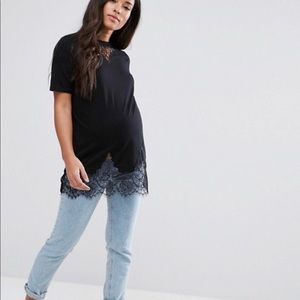 ASOS Maternity TALL Lace Mix Longline T-Shirt
